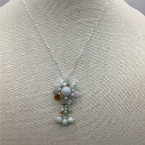 Elegant Multi-Color Jade Flower Necklace
